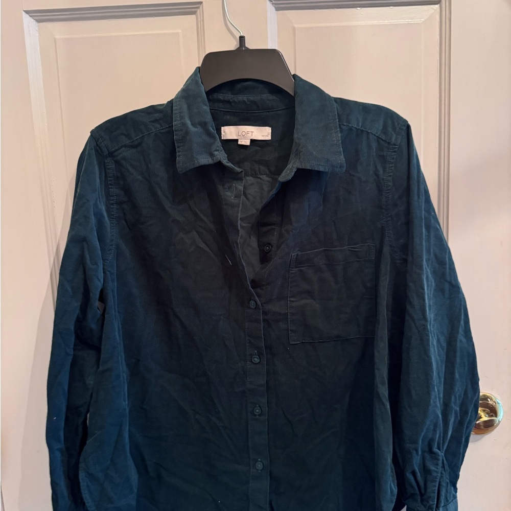 LOFT Womens Teal Shirt Corduroy